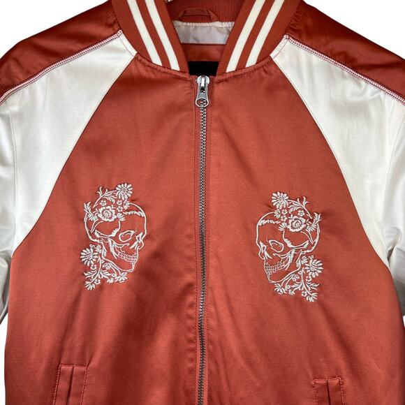 Guess Jackets & Blazers - GUESS Bomber Jacket in Copper and White Satin Women's XS